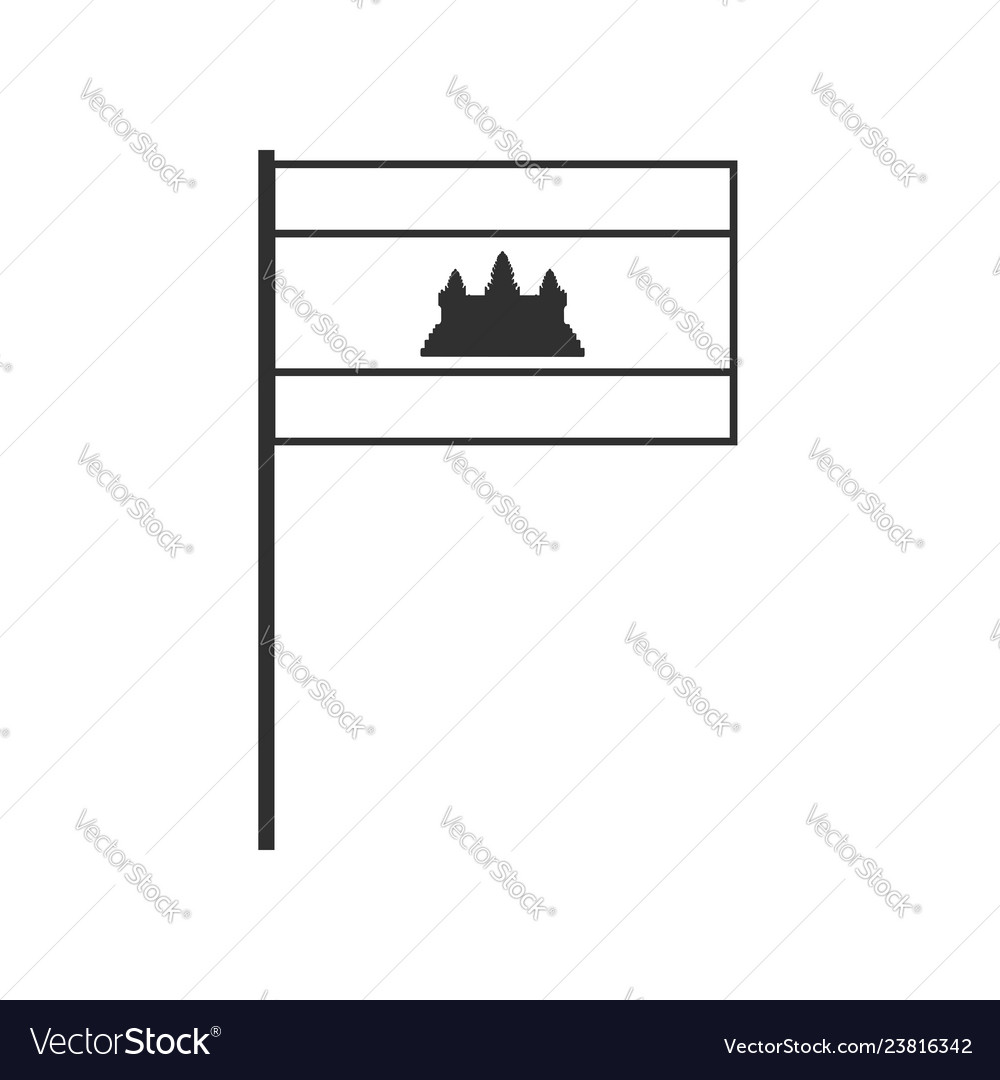 Cambodia flag icon in black outline flat design Vector Image