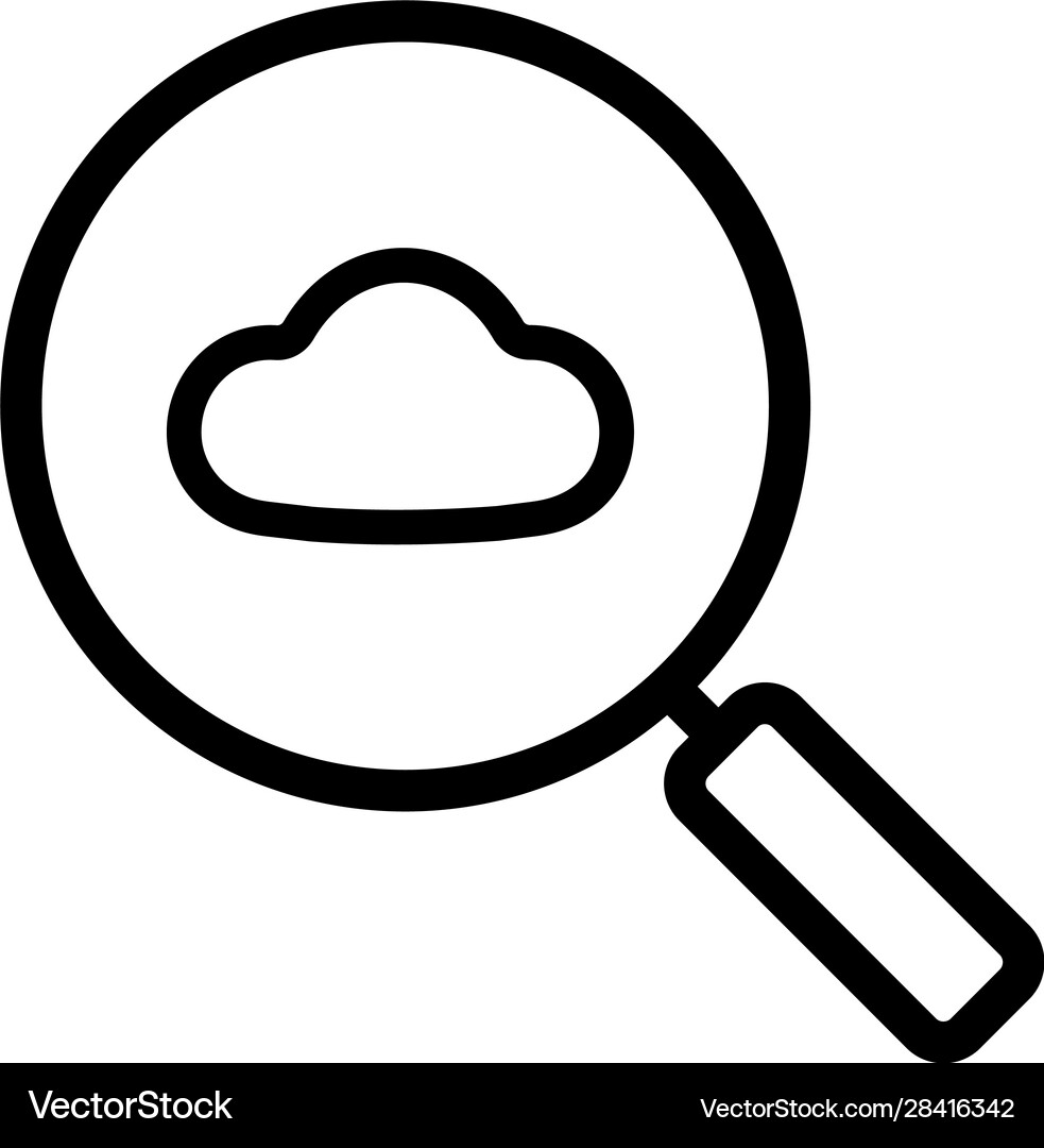 Cloud storage search linear icon Royalty Free Vector Image