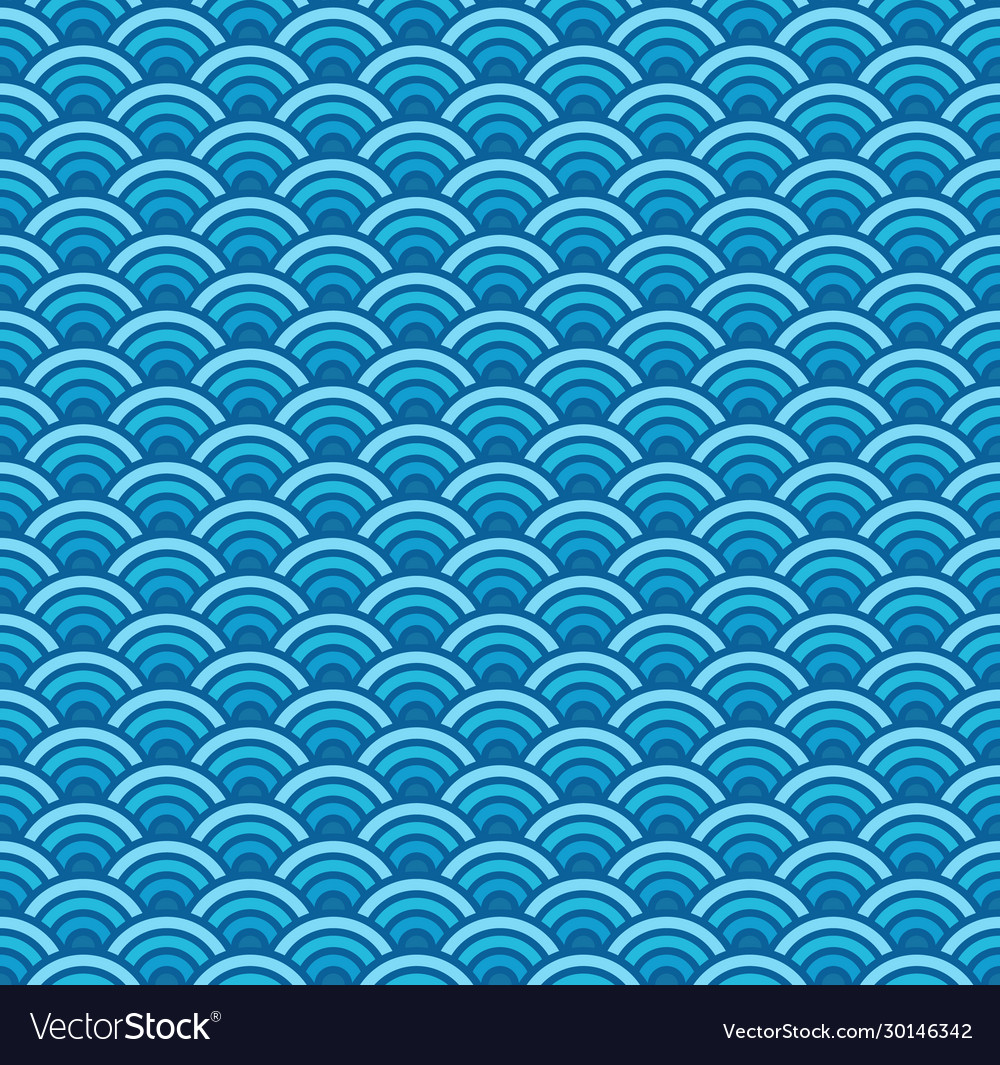 Colored geometric seamless pattern with sea waves