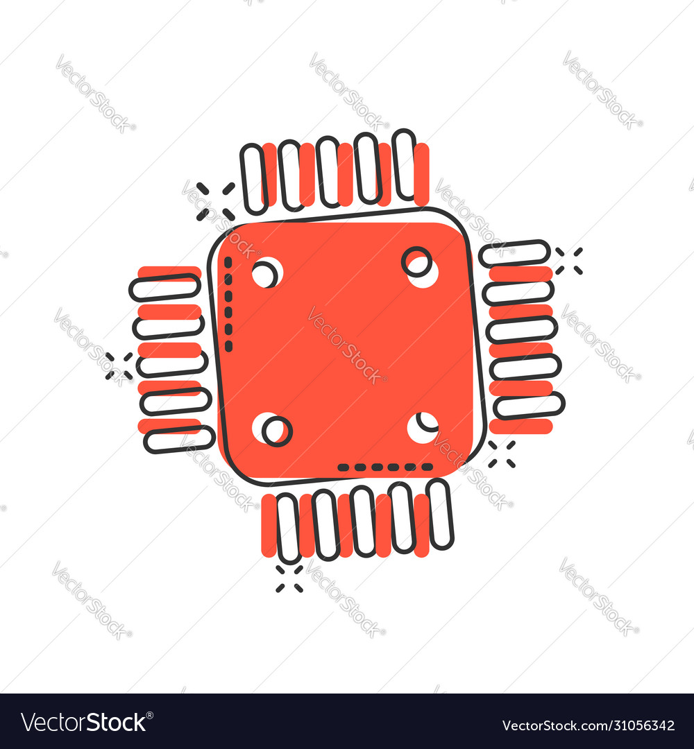 Computer cpu icon in comic style circuit board