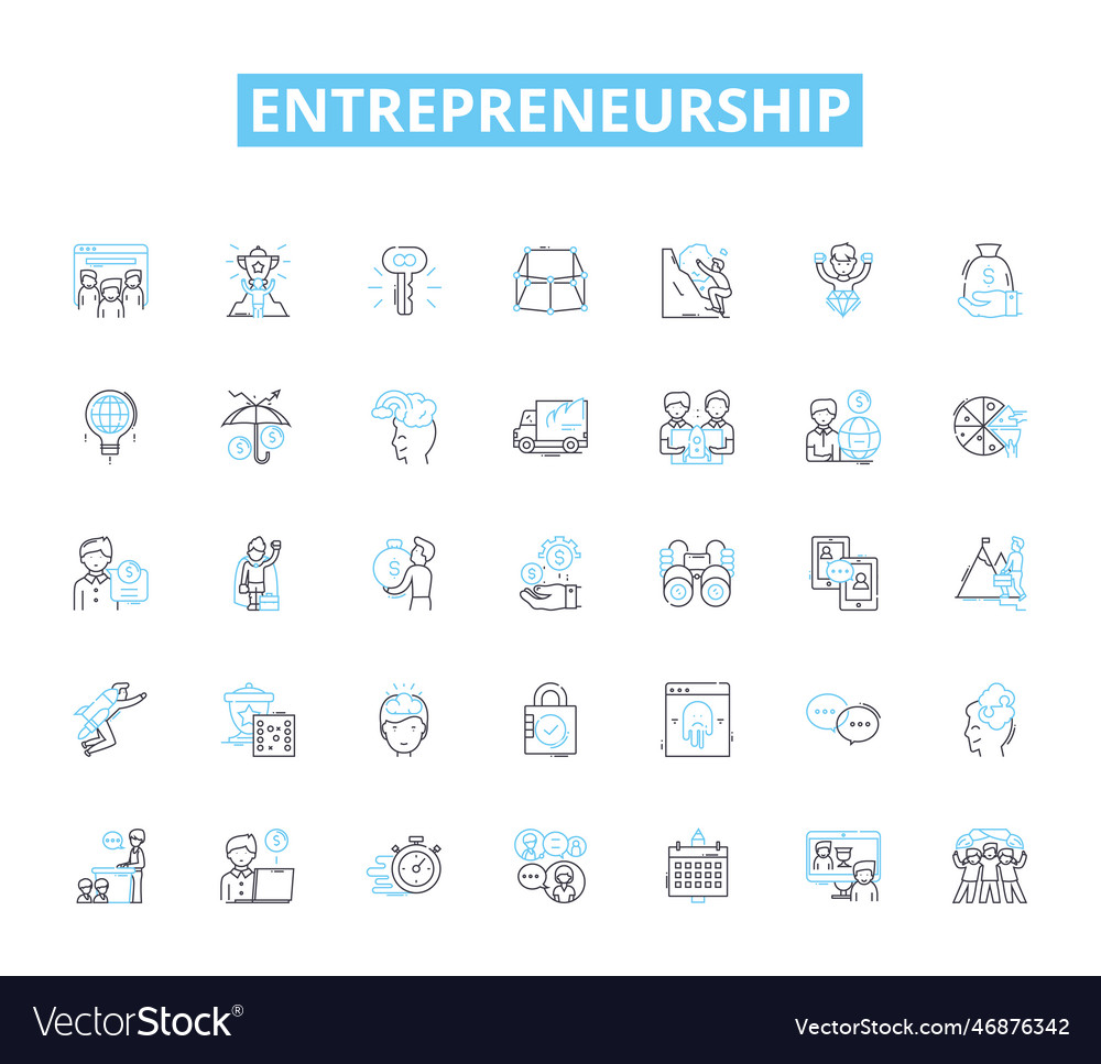 Entrepreneurship linear icons set innovation