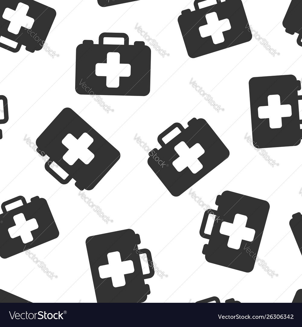 First aid kit icon seamless pattern background