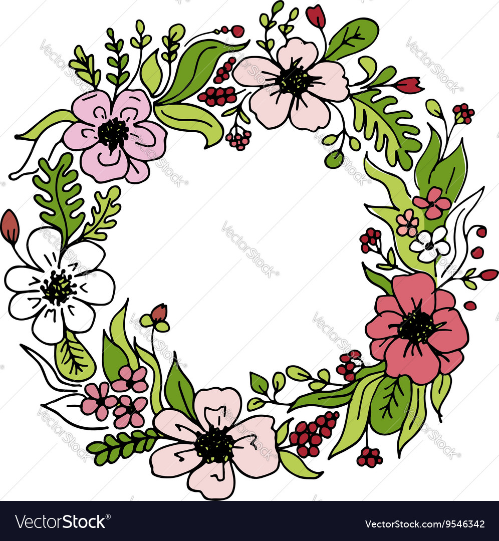 Floral wheath circle frame for your design