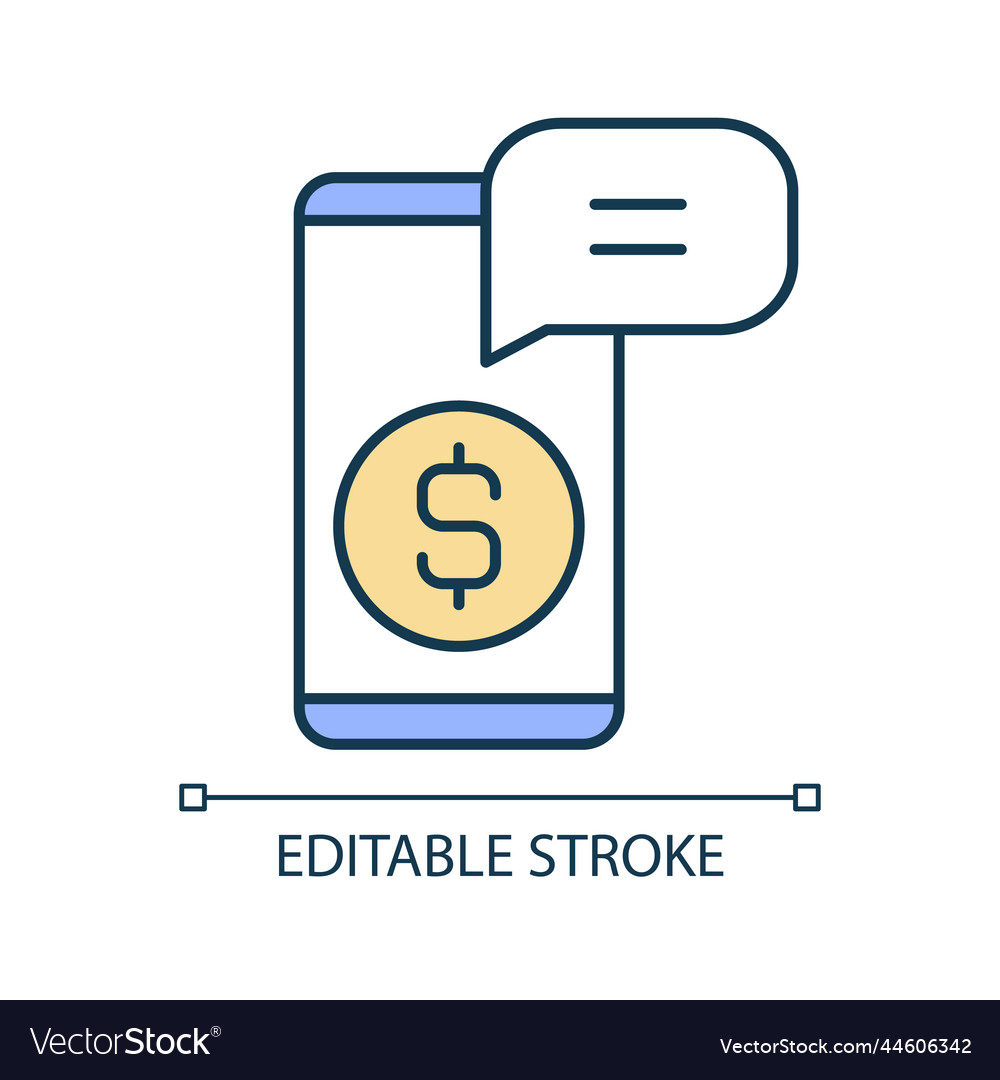 Instant payment notification rgb color icon vector image Instant payment notification rgb color icon