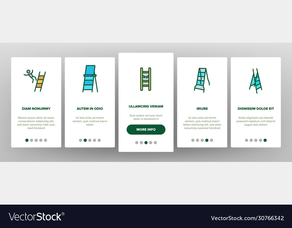Ladder and staircase onboarding icons set