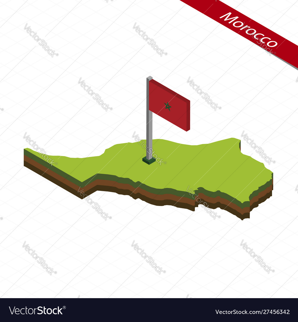 Morocco isometric map and flag