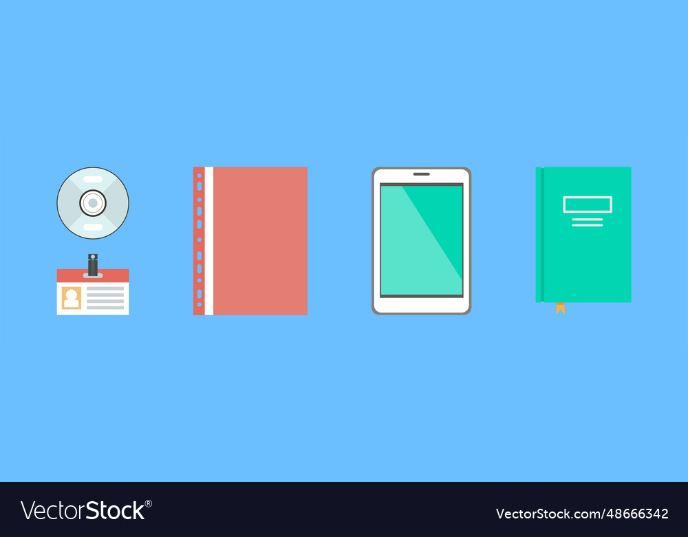 Office object and business workflow items on blue vector image Office object and business workflow items on blue