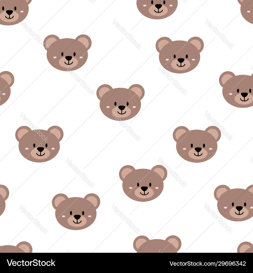 Seamless pattern cute hand drawn smiling bear Vector Image