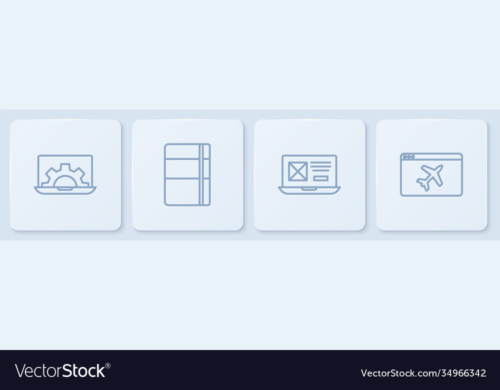 Set line web development ui or ux design Vector Image Set line web development ui or ux design