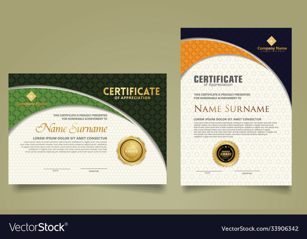 Set modern certificate template with realistic vector image Set modern certificate template with realistic