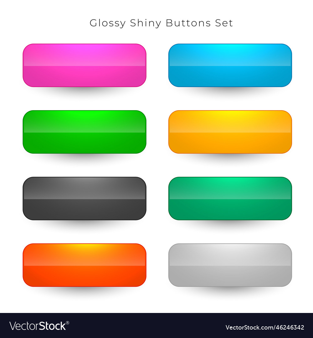 Shiny web buttons in eight colors set