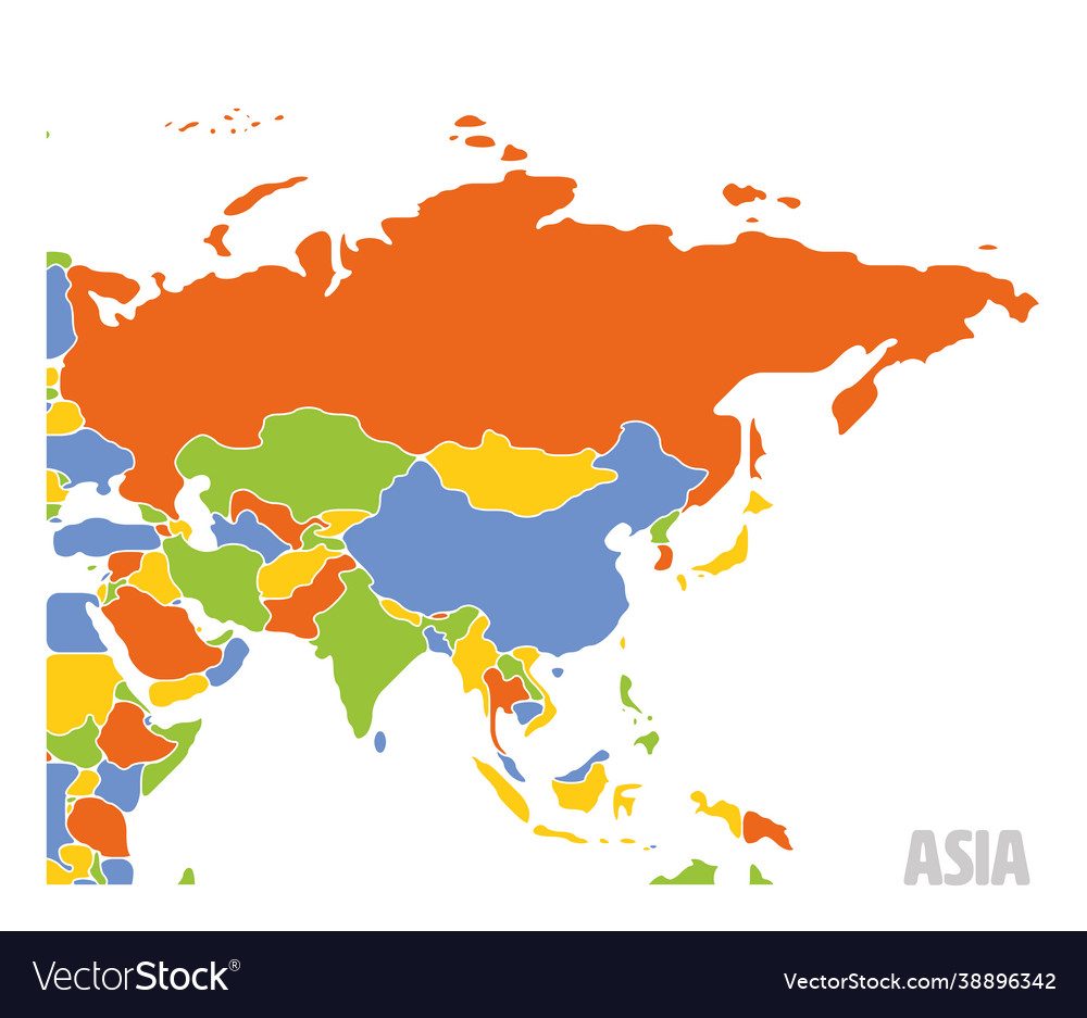 Smooth map asia continent Royalty Free Vector Image