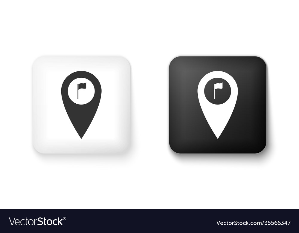 Black and white map pointer with golf flag icon vector image Black and white map pointer with golf flag icon