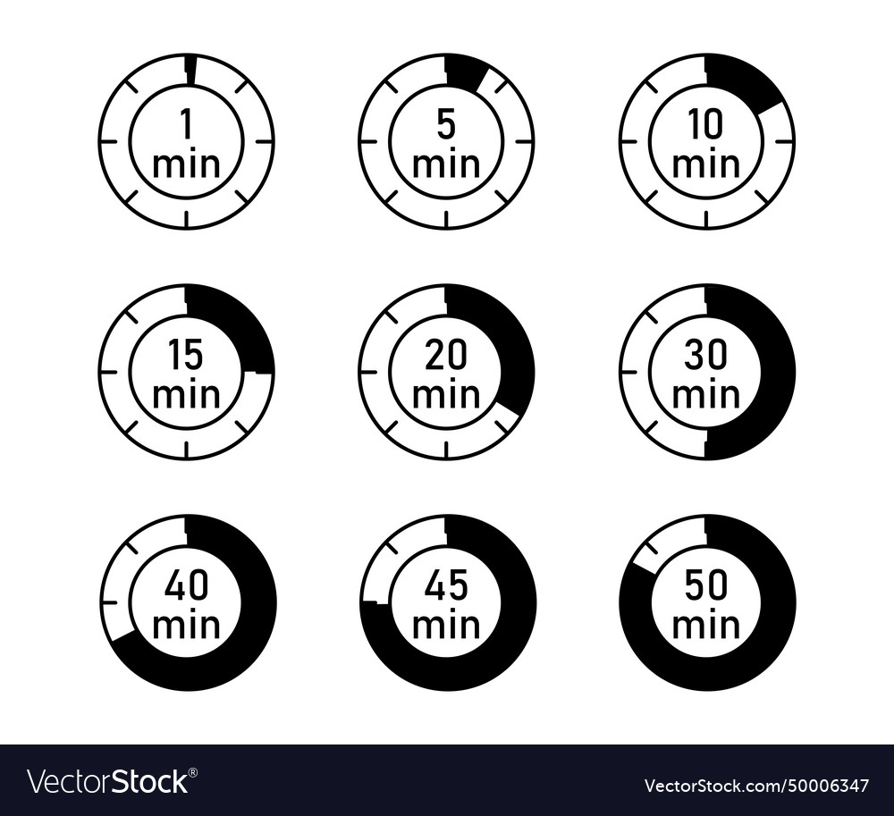 Black line icon set timers element time symbol vector image Black line icon set timers element time symbol
