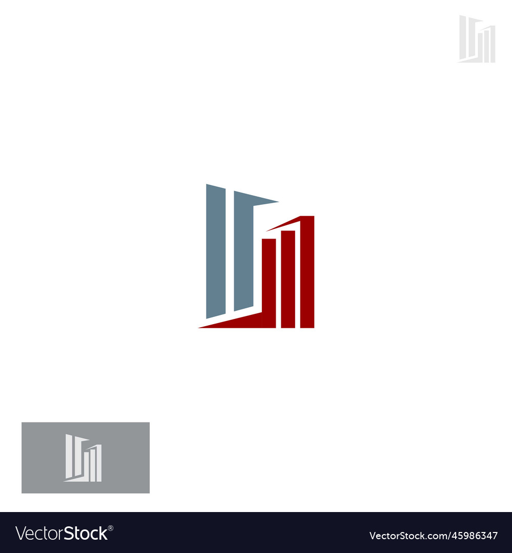 Building logo design with negative space style Vector Image Building logo design with negative space style