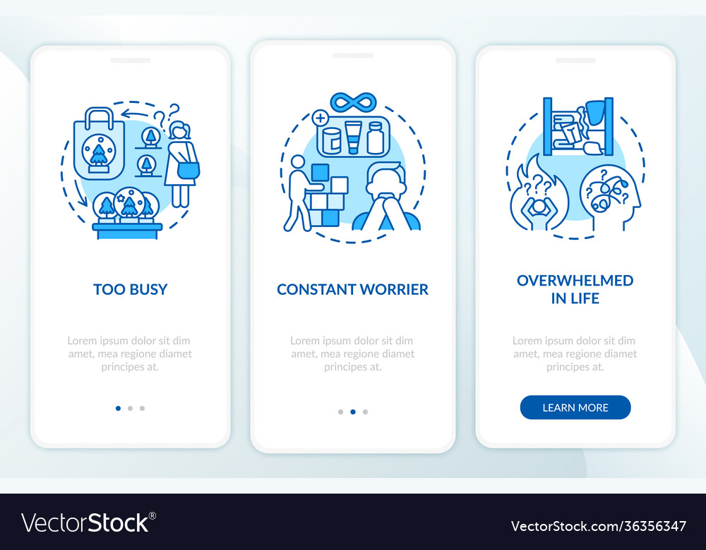 Clutter personality types onboarding mobile app vector image Clutter personality types onboarding mobile app