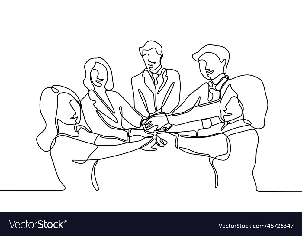 Continuous Line Drawing Of Business People Join Vector Image