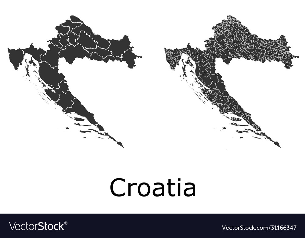 Croatia map with regional division vector image Croatia map with regional division