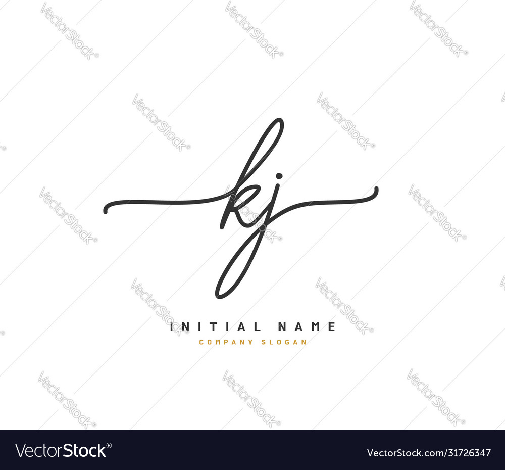 K j kj beauty initial logo handwriting