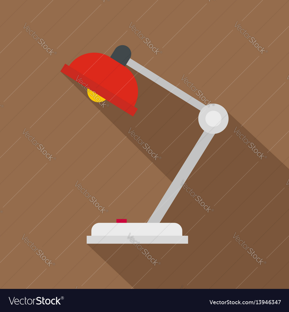 Red Desk Lamp Icon Flat Style Royalty Free Vector Image