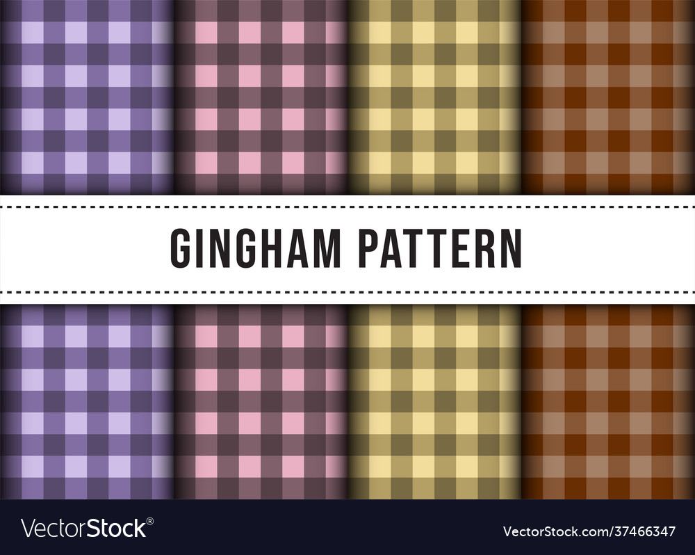 Set collection checkered gingham pattern vector image Set collection checkered gingham pattern
