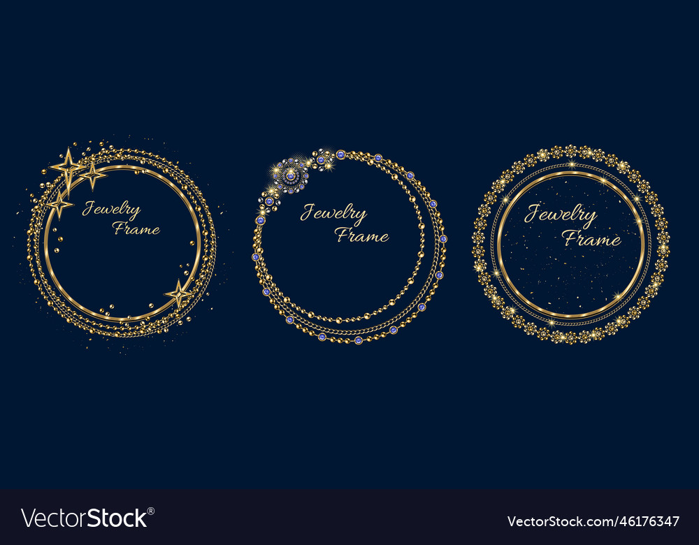 Set of golden frames with chains copy space