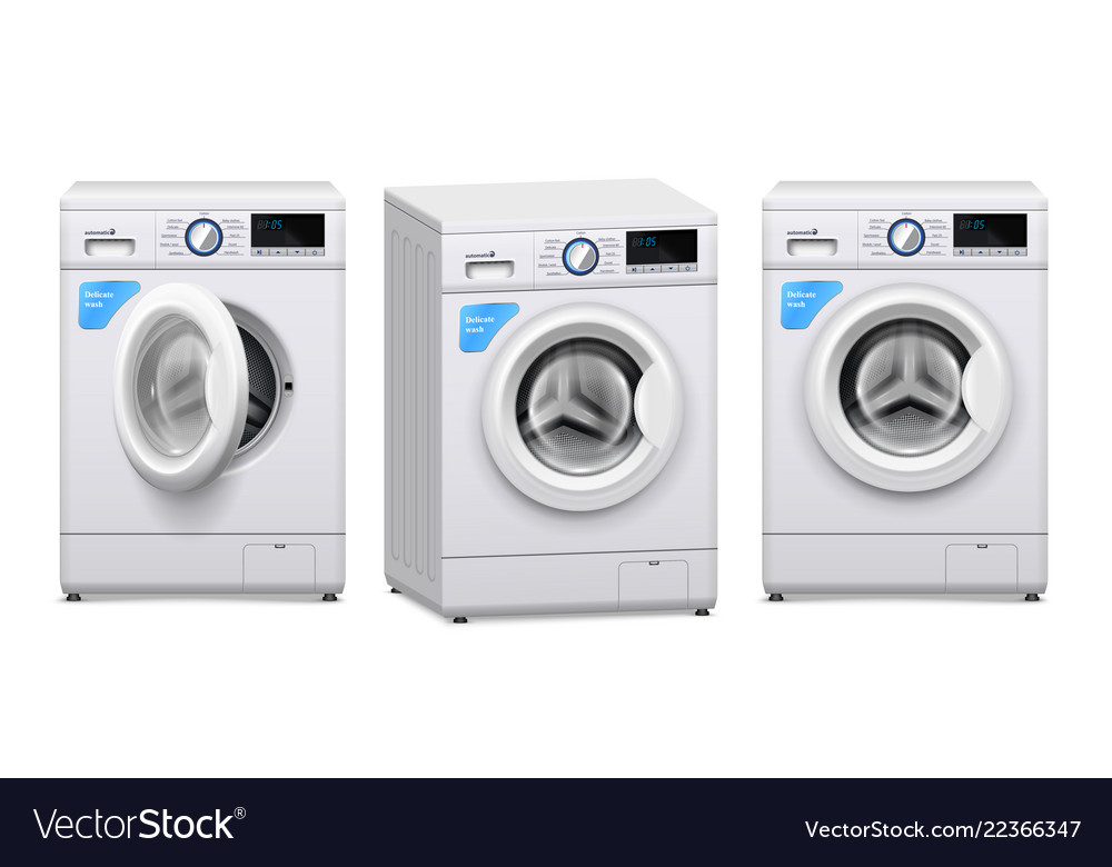 Washing machine realistic set Royalty Free Vector Image