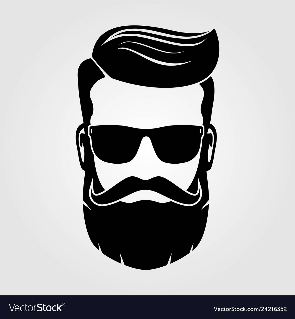 Bearded men face hipster character Royalty Free Vector Image