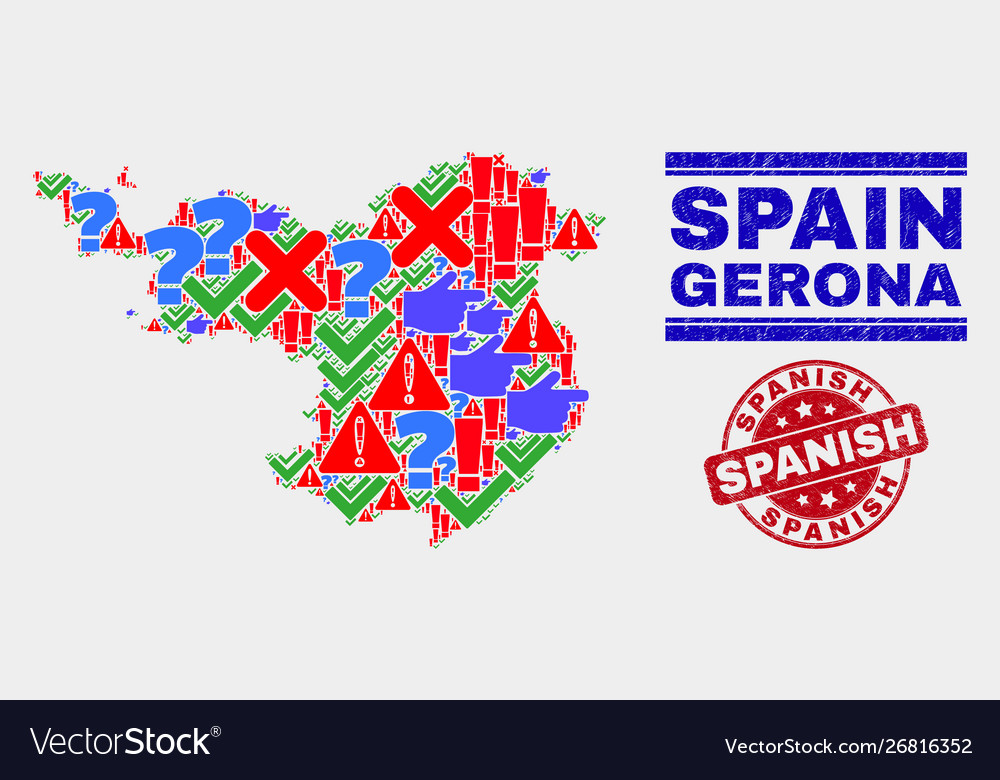 Composition gerona province map symbol mosaic