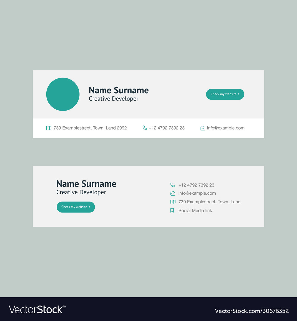 Corporate email signature design mint horizontal