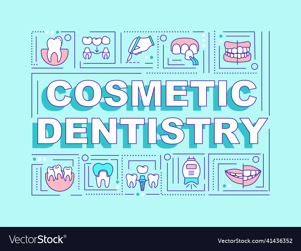 Cosmetic dentistry word concepts mint banner