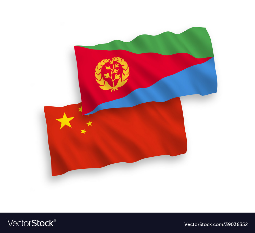 Flags of eritrea and china on a white background vector image Flags of eritrea and china on a white background