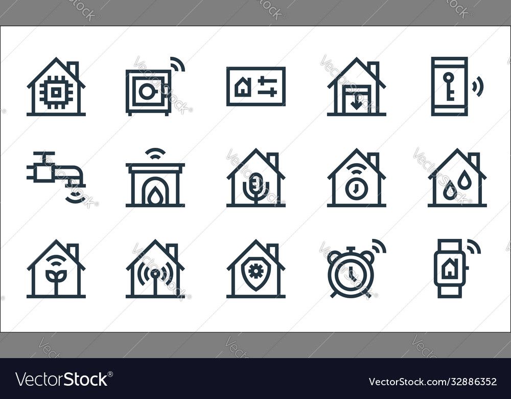 Flat smarthome line icons linear set quality