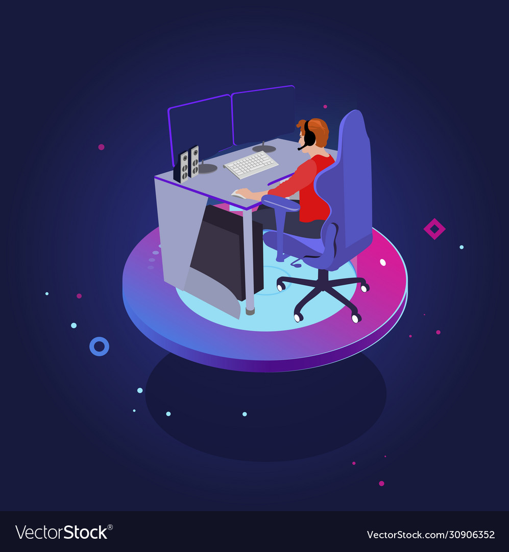 Playing computer games Royalty Free Vector Image