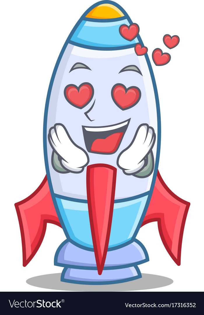 In love cute rocket character cartoon