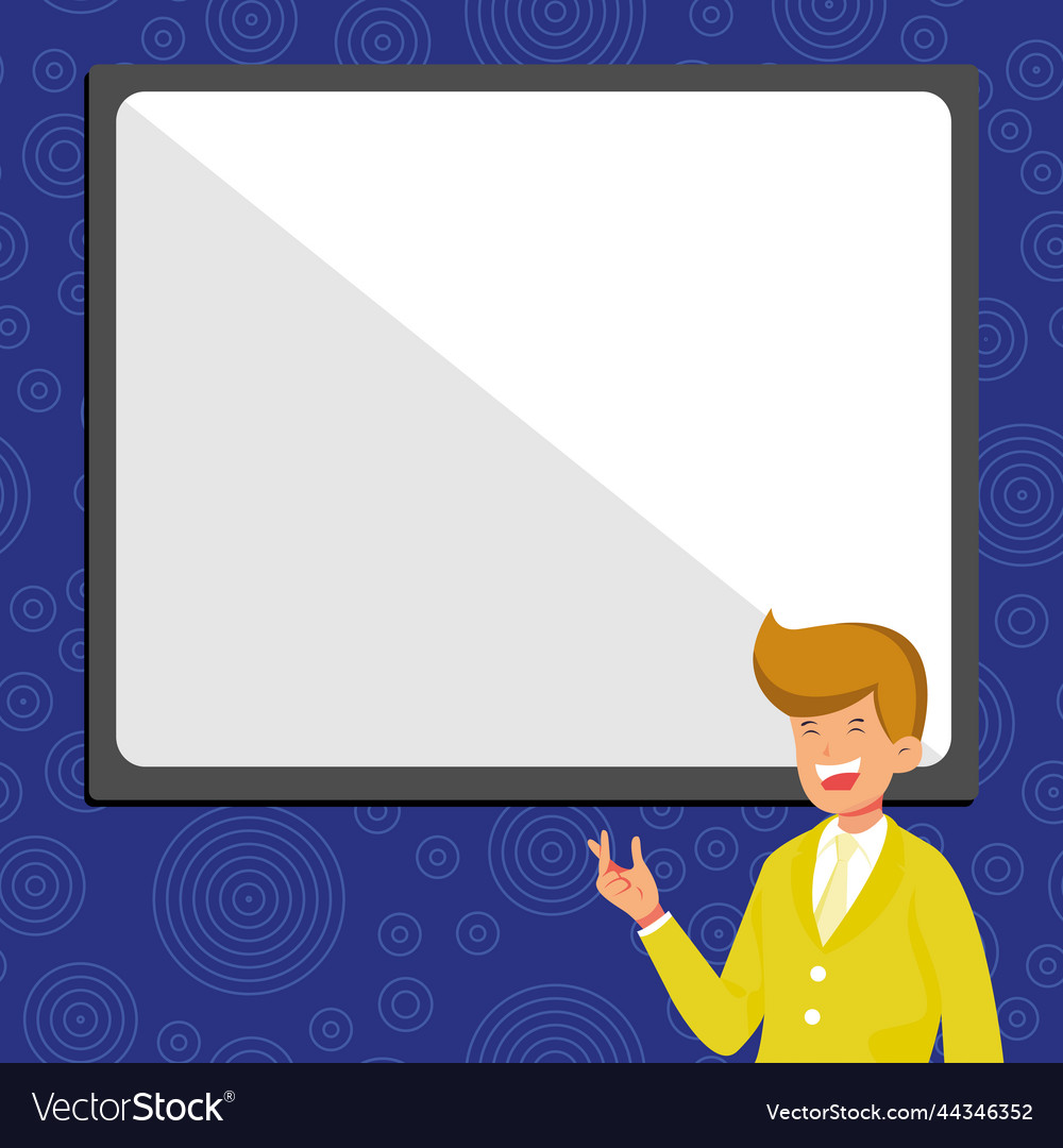 Instructor drawing pointing stick on empty vector image Instructor drawing pointing stick on empty