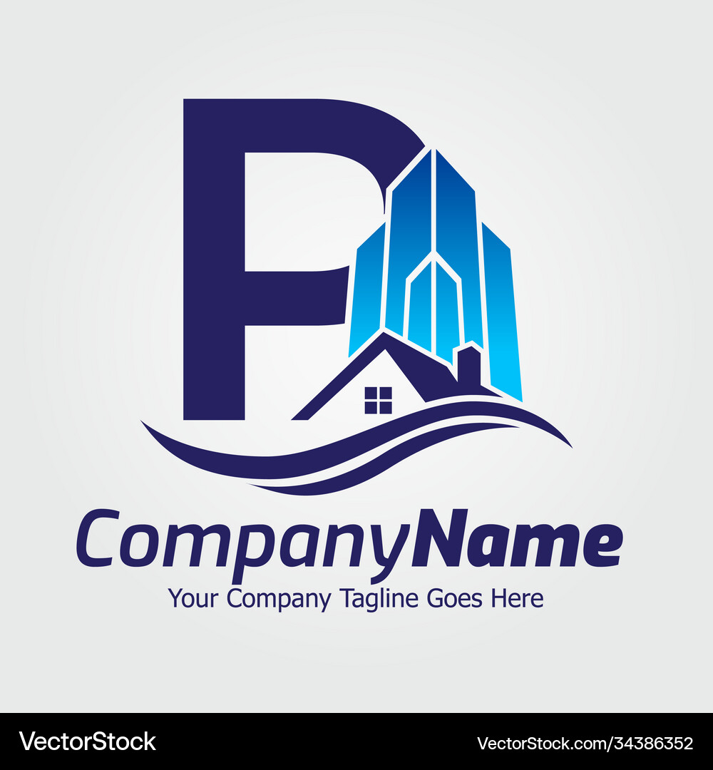 Letter p real estate logo template Royalty Free Vector Image