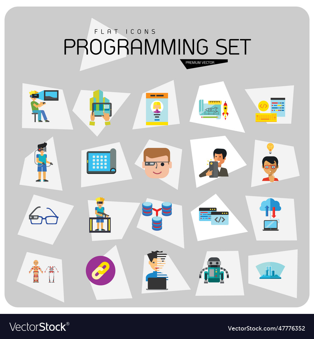 Programming icon set vector image Programming icon set