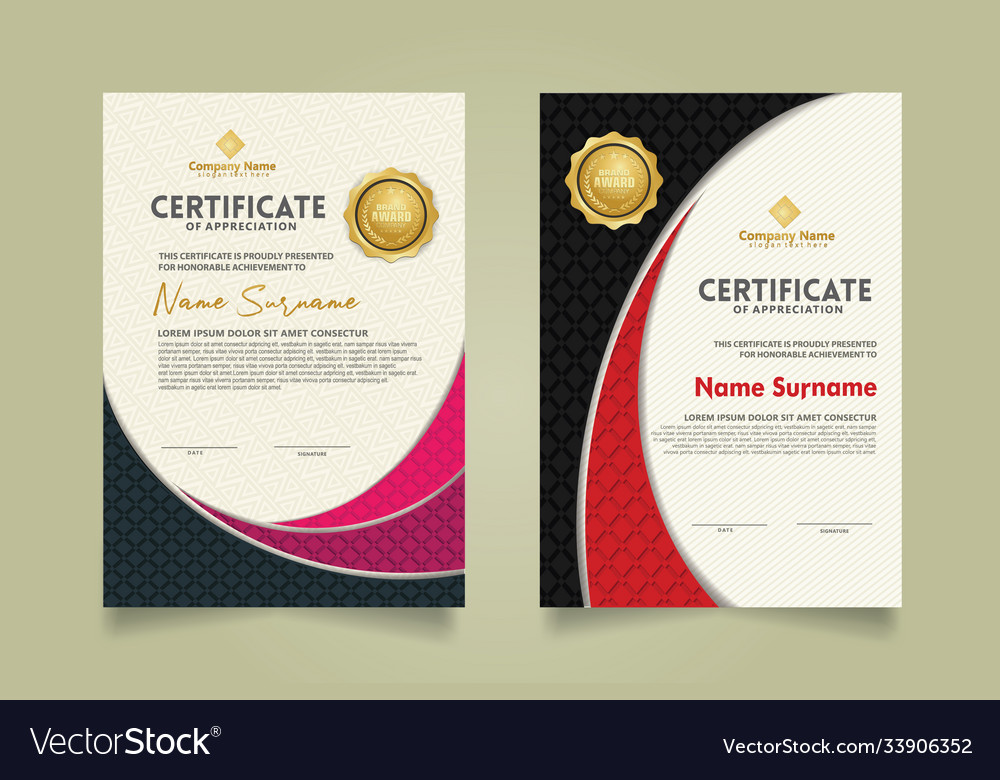Set modern certificate template with realistic vector image Set modern certificate template with realistic