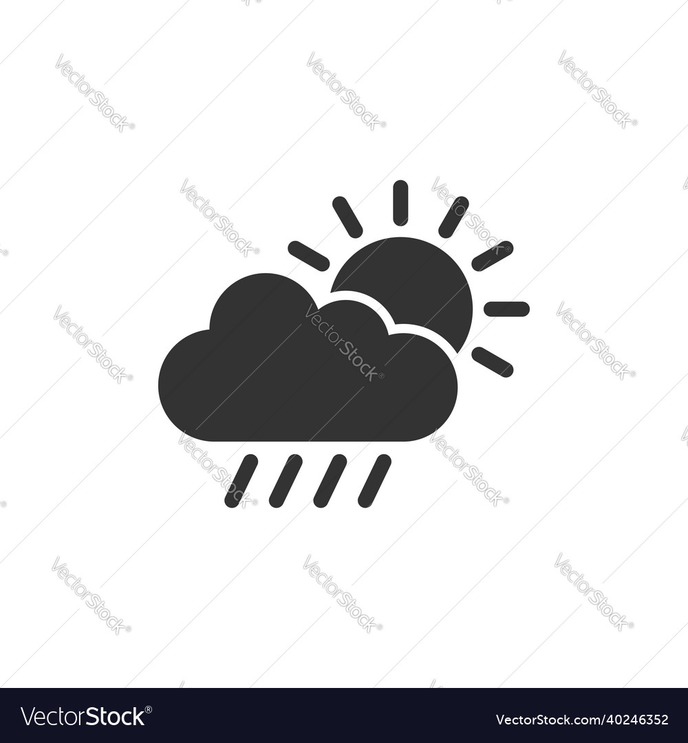 Weather icon in flat style sun cloud and rain