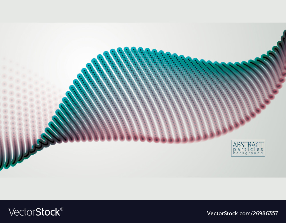Array particles flowing dynamic sound wave 3d vector image Array particles flowing dynamic sound wave 3d