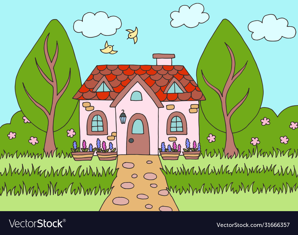 Cartoon Image With A House Royalty Free Vector Image