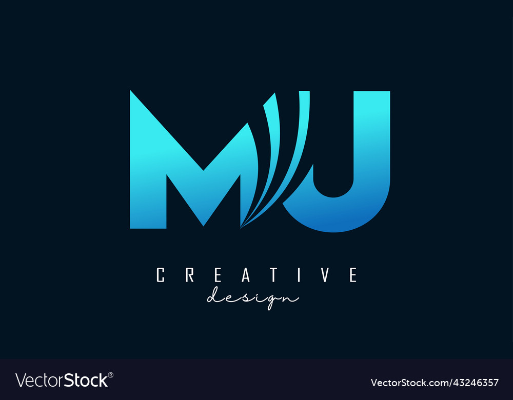 Creative blue letters mu m u logo with leading Vector Image