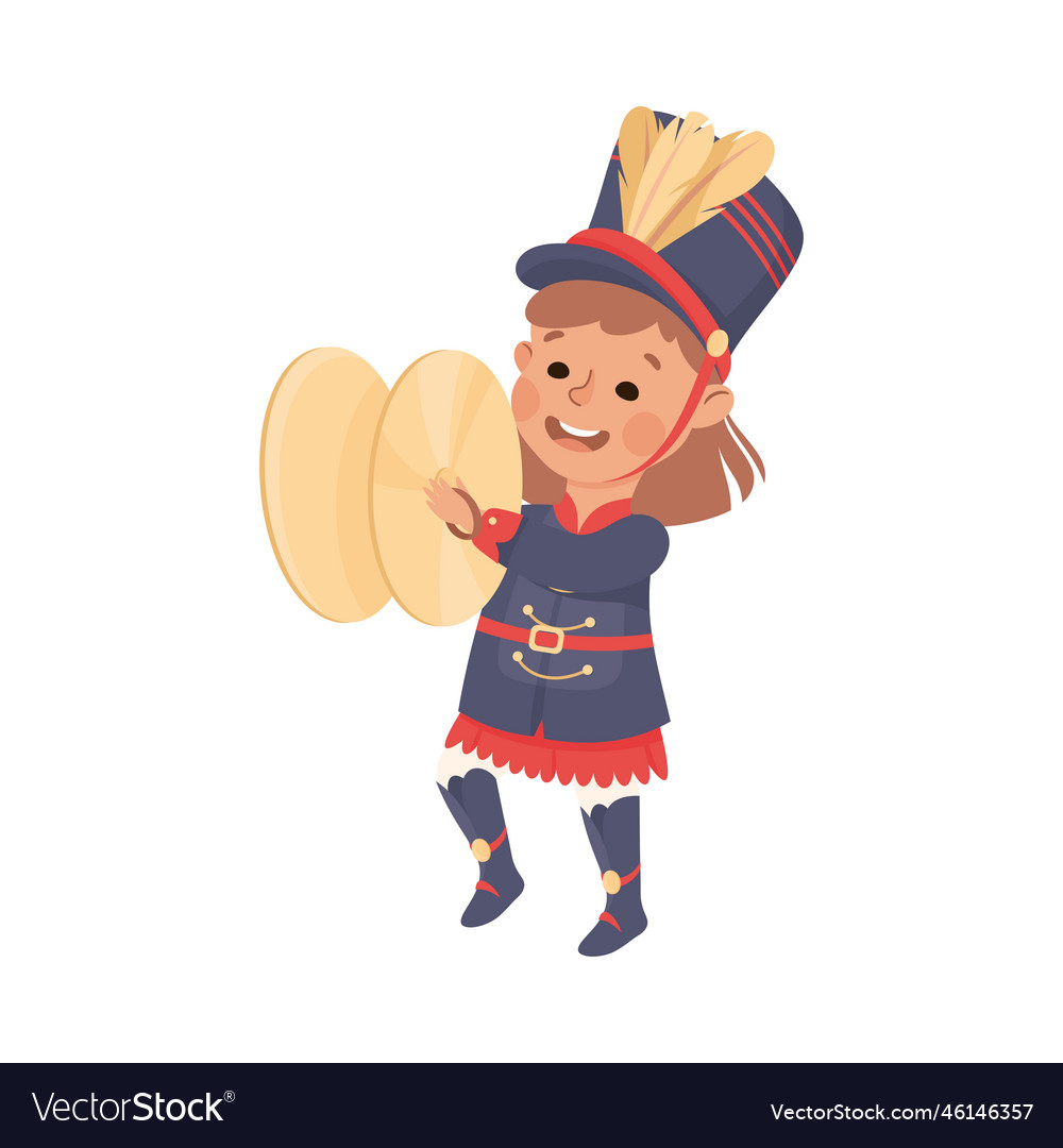 Cute girl playing cymbals musical instrument Vector Image