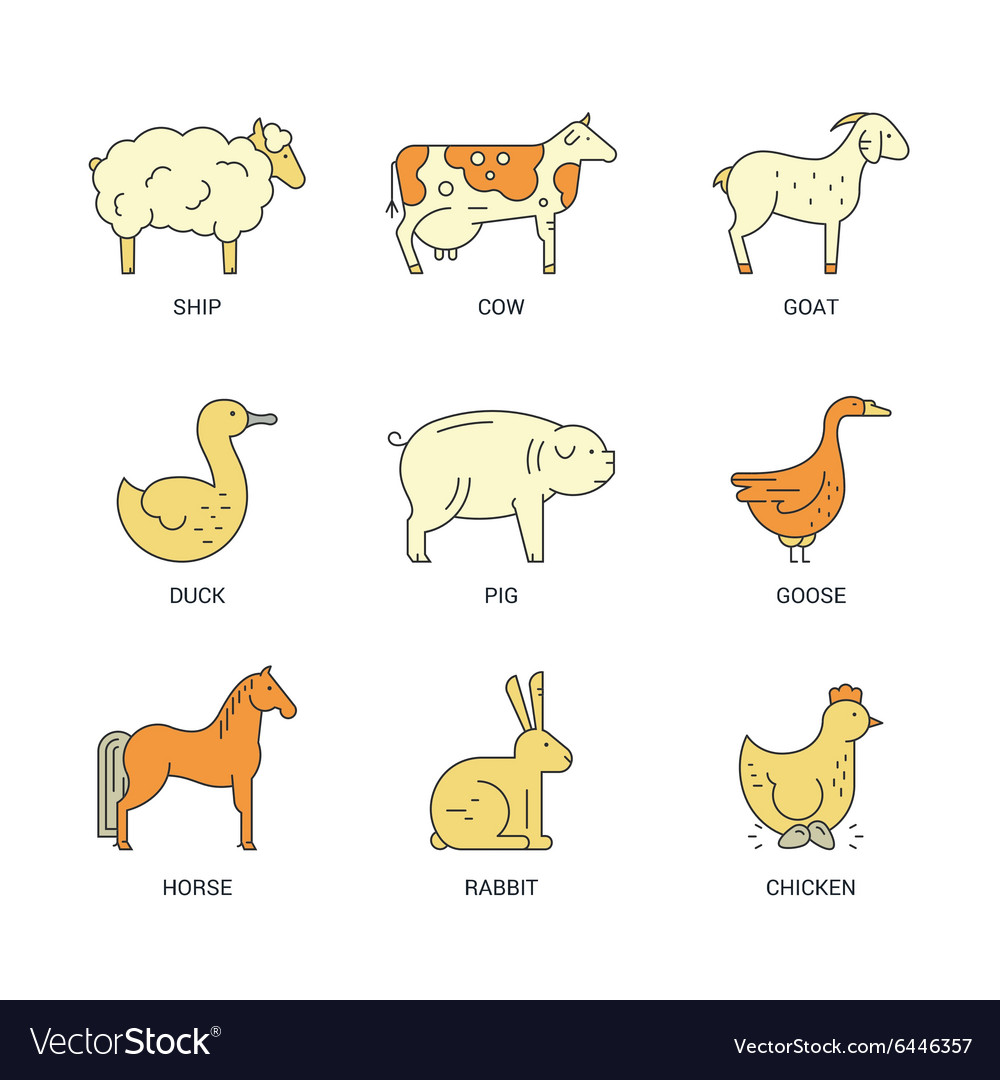 Farm Animal Icons Royalty Free Vector Image - VectorStock