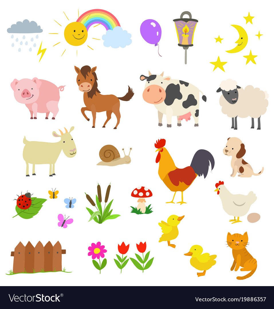 Farm Animal Set - Cartoon Style