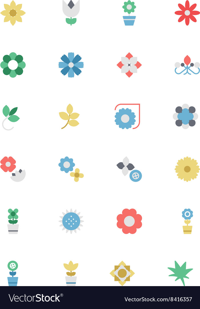 Flowers and floral colored icons 3