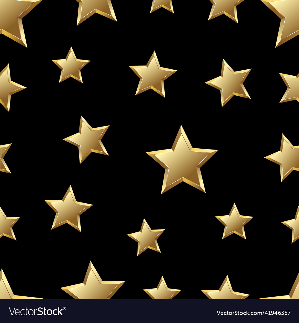 Glossy gold star seamless background Royalty Free Vector