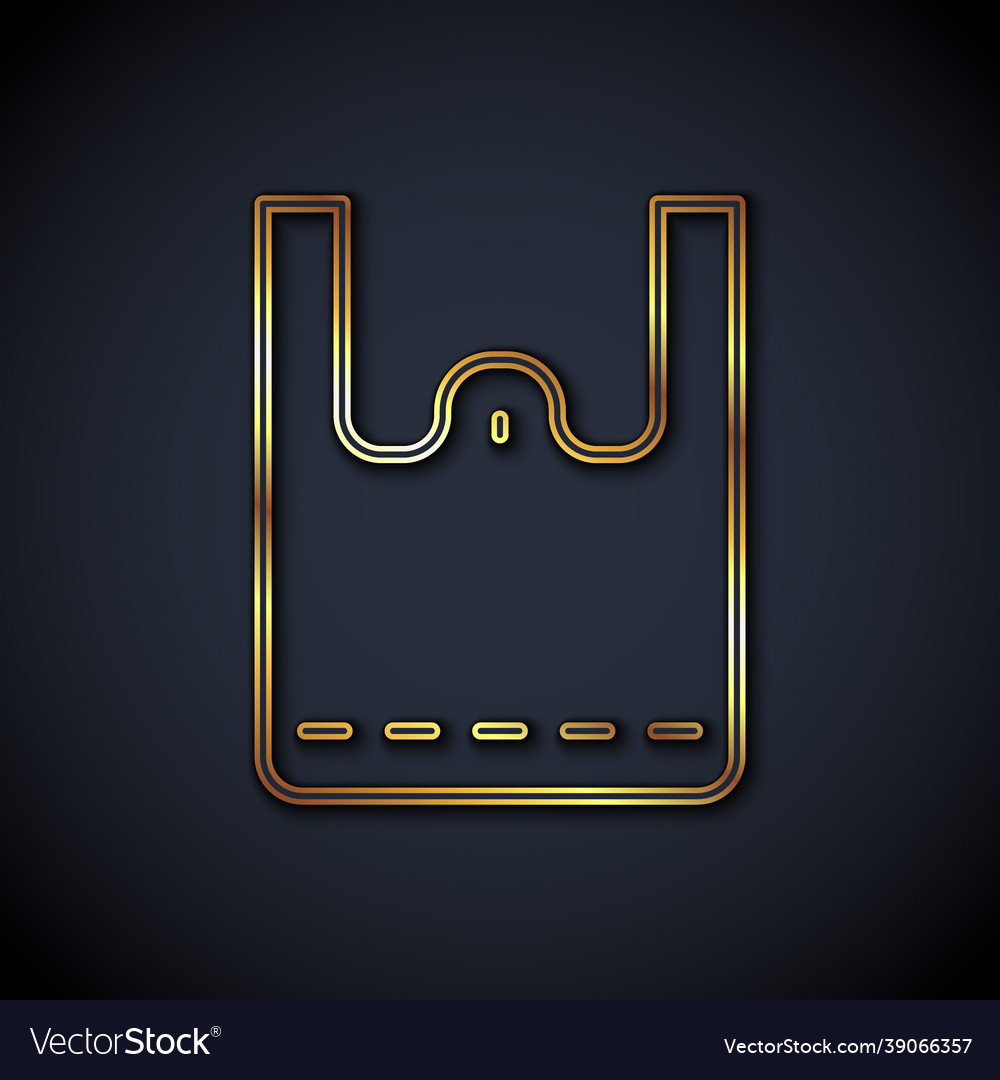 Gold line paper shopping bag icon isolated vector image Gold line paper shopping bag icon isolated