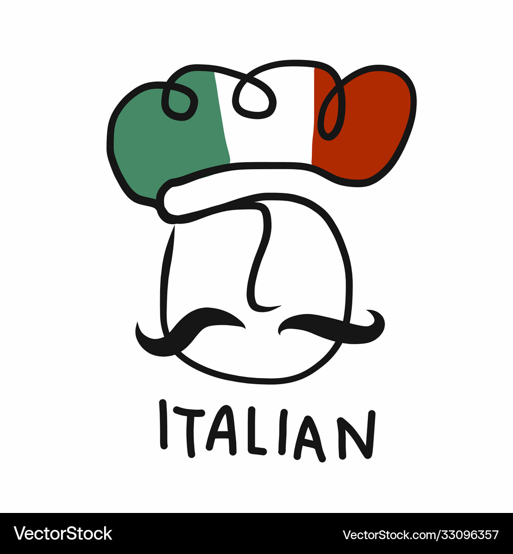 Italian chef hand drawing logo design Royalty Free Vector